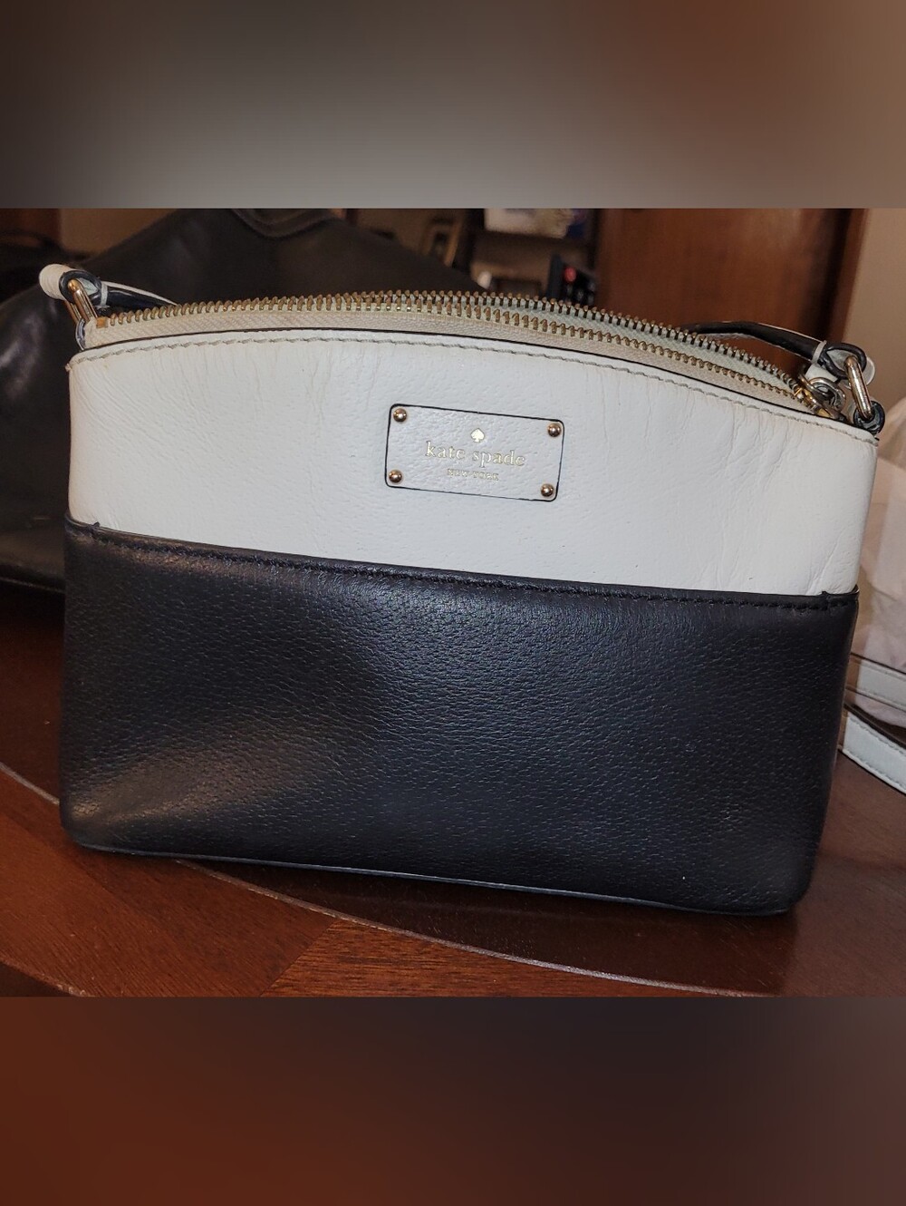 Kate Spade Two-Tone Black and White Leather Crossbody Bag.